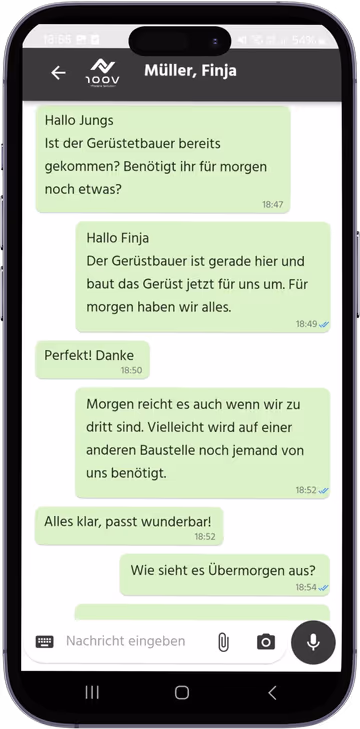 Baustellenchat – alle Beteiligten in einem Kanal