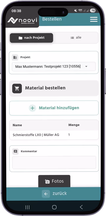 Materialbestellungen direkt von der Baustelle