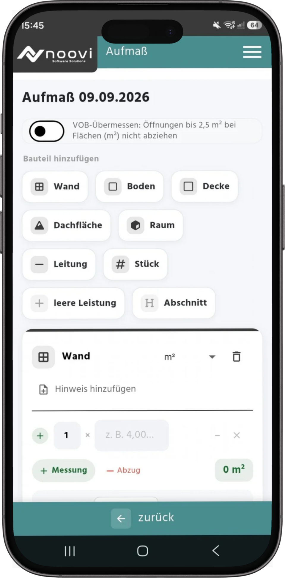 Aufmass-App: digitales Aufmass direkt auf der Baustelle