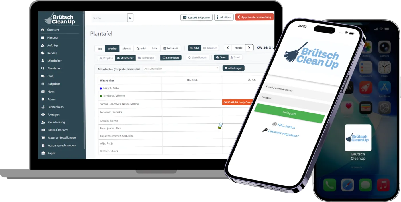 Whitelabel App Beispiel – Brütsch Clean Up